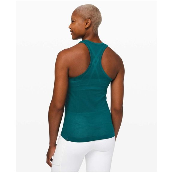 lululemon athletica Tops - Lululemon Swiftly speed Racerback sheer stripe emerald tank size 10